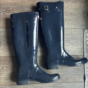 Hunter Glossy Navy Tall Rain Boots